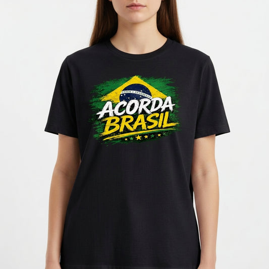 "Camiseta Unissex Acorda Brasil" Camiseta Básica Unissex