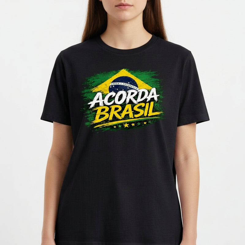 "Camiseta Unissex Acorda Brasil" Camiseta Básica Unissex