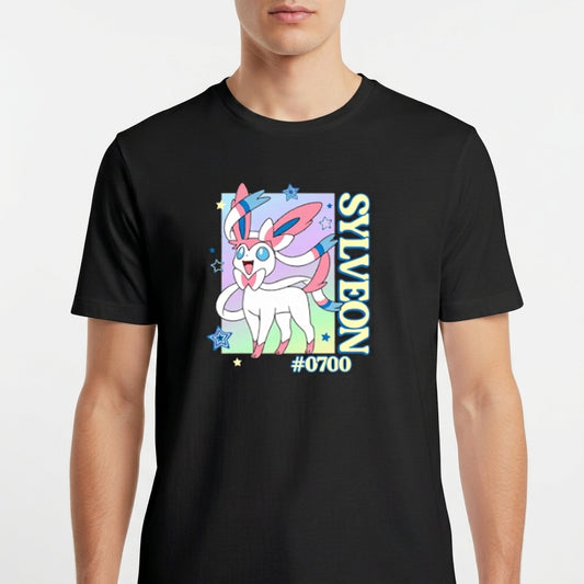 "Sylveon e Estrelas Pokémon - Camiseta Premium Unissex Base" Camiseta Básica Unissex