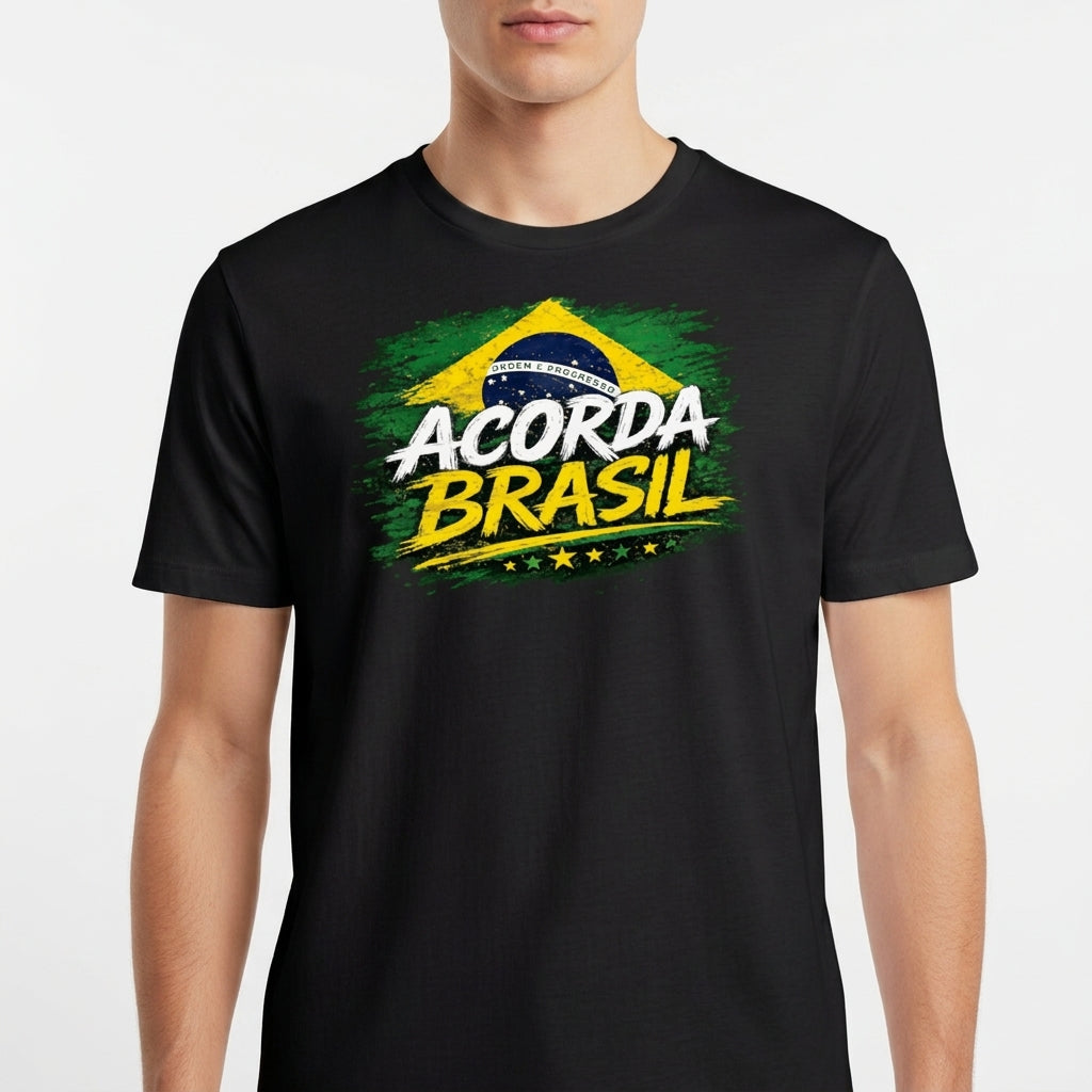 "Camiseta Unissex Acorda Brasil" Camiseta Básica Unissex