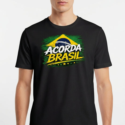 "Camiseta Unissex Acorda Brasil" Camiseta Básica Unissex