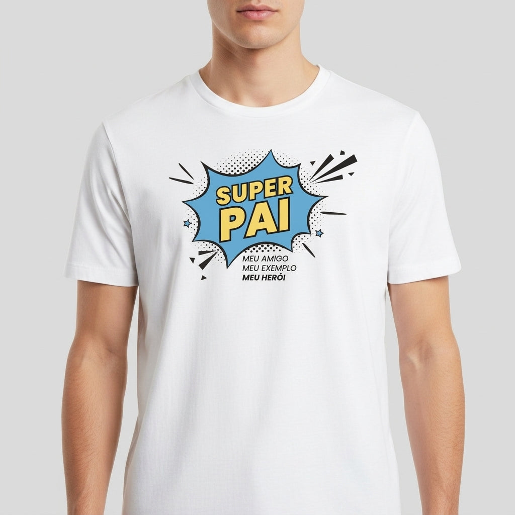 "Camiseta Básica Super Pai" Camiseta Básica Unissex