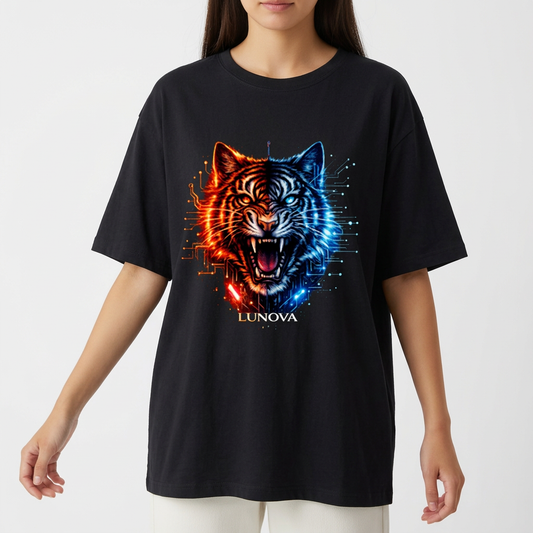 "LUNOVA-Cyber Tiger Oversized" Camiseta Oversized Básica
