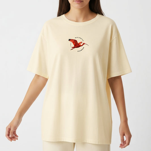 "Brazilian Birds Collection - Guara Vermelho" Camiseta Oversized Básica
