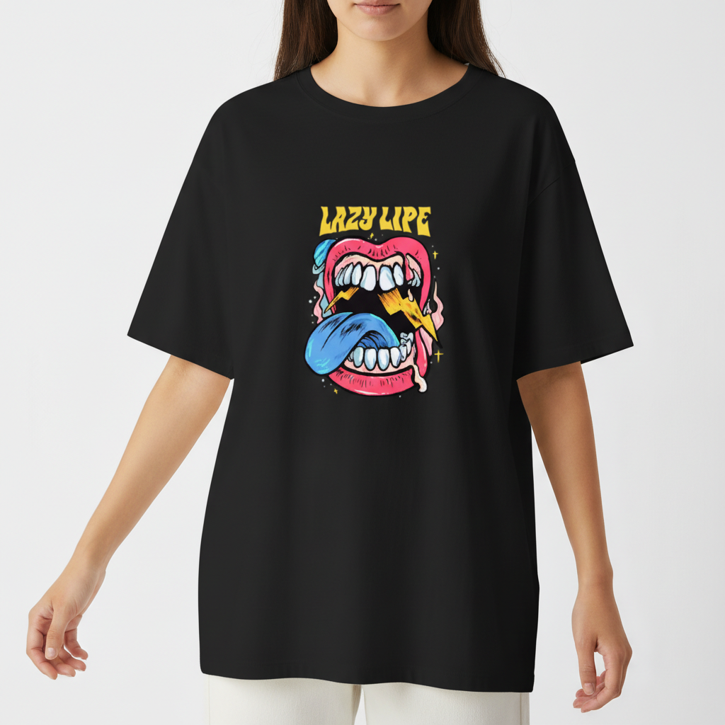 "Camiseta oversized - Lazy lipe" Camiseta Oversized Básica