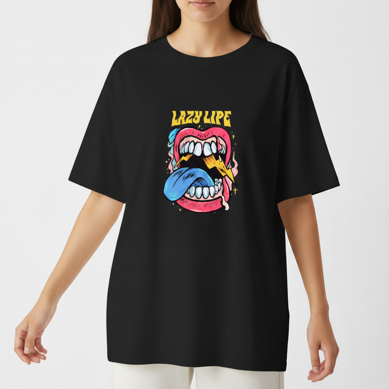 "Camiseta oversized - Lazy lipe" Camiseta Oversized Básica