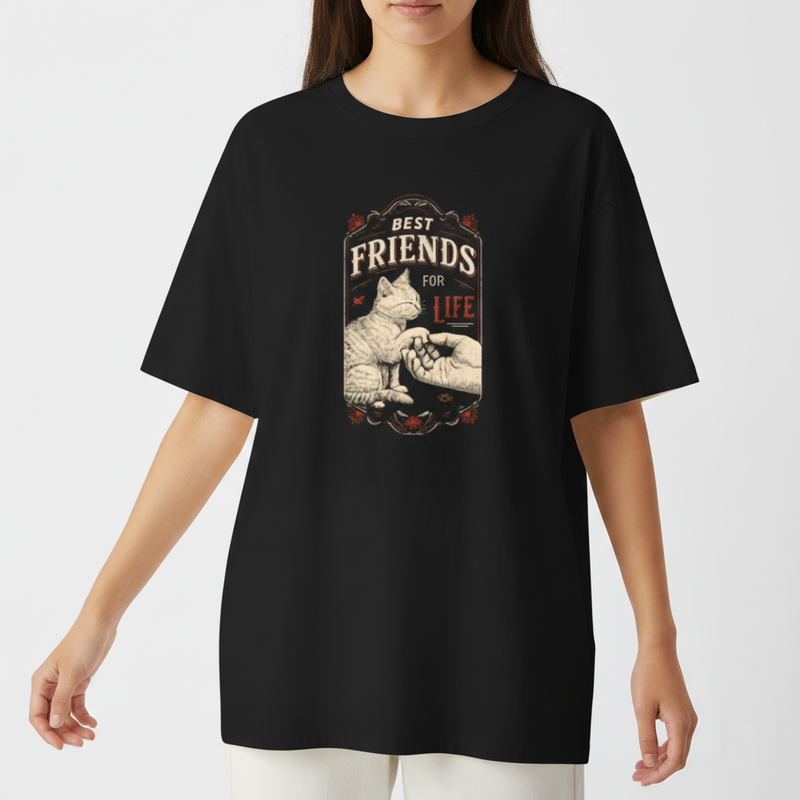 "Camiseta oversized - Best friends for life" Camiseta Oversized Básica