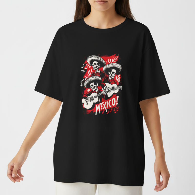 "Camiseta oversized - Caveira mexicana" Camiseta Oversized Básica