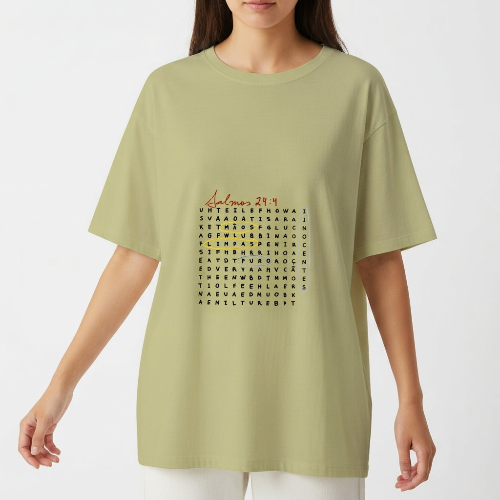 "Salmos 24:4" Camiseta Oversized Básica