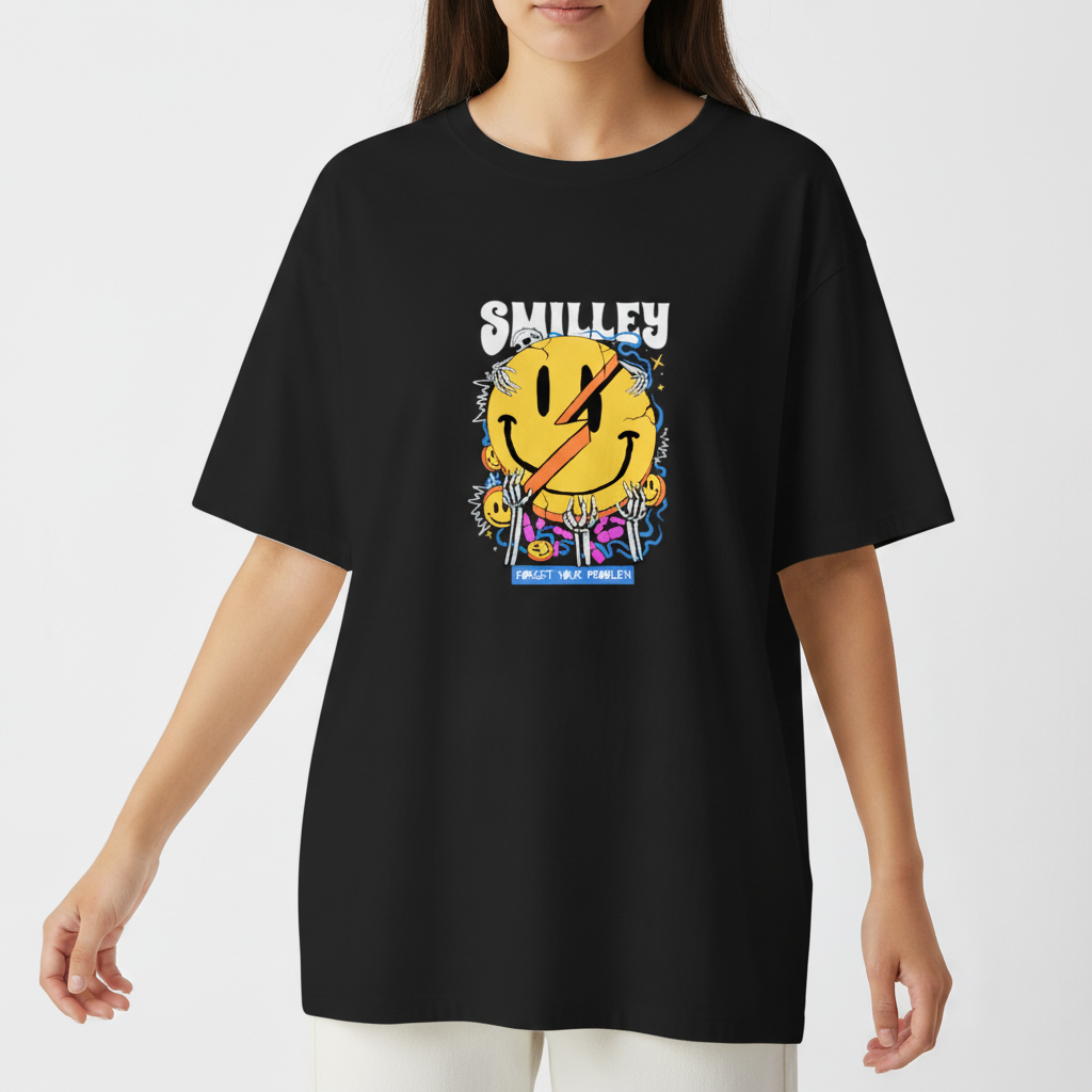 "Camiseta oversized - Smiley" Camiseta Oversized Básica
