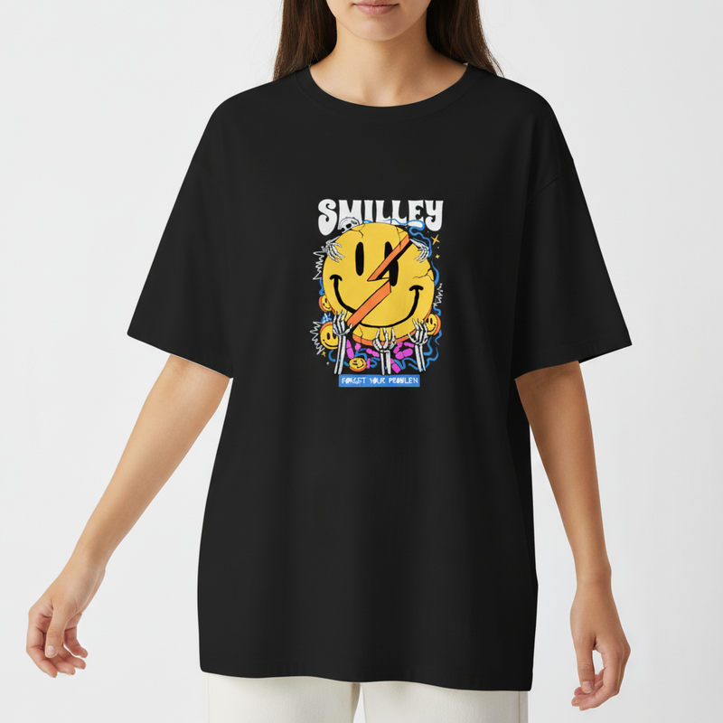 "Camiseta oversized - Smiley" Camiseta Oversized Básica