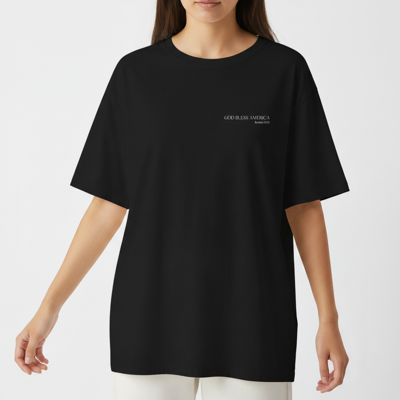 "God Bless America" Camiseta Oversized Básica