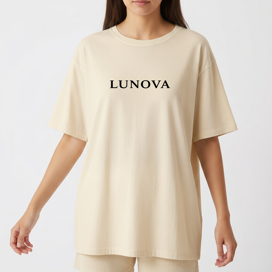 "LUNOVA - ANJO Silent Angel" Camiseta Oversized Básica