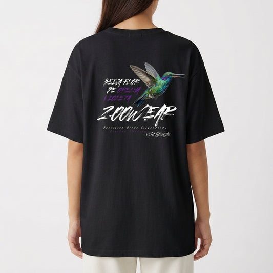 "Brazilian Birds Collection - Beija Flor de orelha Lilás - Limited Edition / 2026" Camiseta Oversized Básica