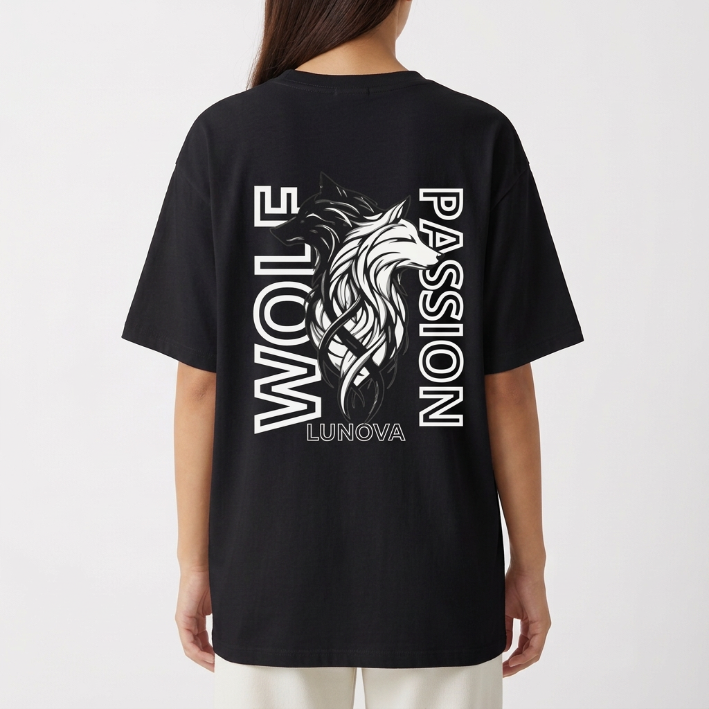 "Oversized LUNOVA - WOLF PASSION" Camiseta Oversized Básica