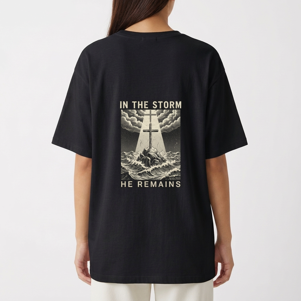 "Oversized In The Storm He Remains - Oldschool" Camiseta Oversized Básica