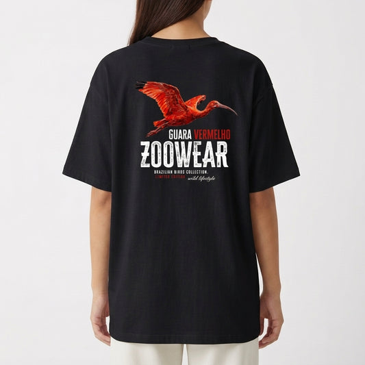 "Brazilian Birds Collection - Guara Vermelho" Camiseta Oversized Básica