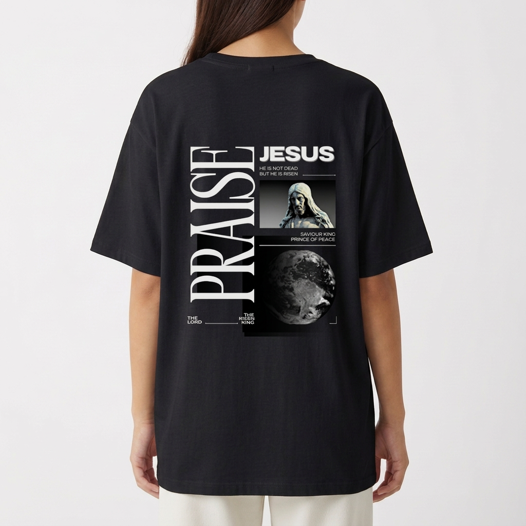 "PRAISE TO JESUS" Camiseta Oversized Básica