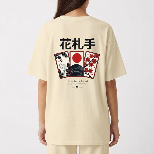 "Camiseta Over -  Culture 001  -  Hanafuda Hand" Camiseta Oversized Básica