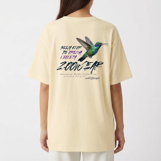 "Brazilian Birds Collection - Beija Flor de Orelha Violeta" Camiseta Oversized Básica
