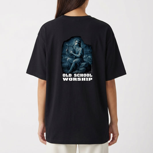"OVERSIZED OLD SCHOOL WORSHIP" Camiseta Oversized Básica