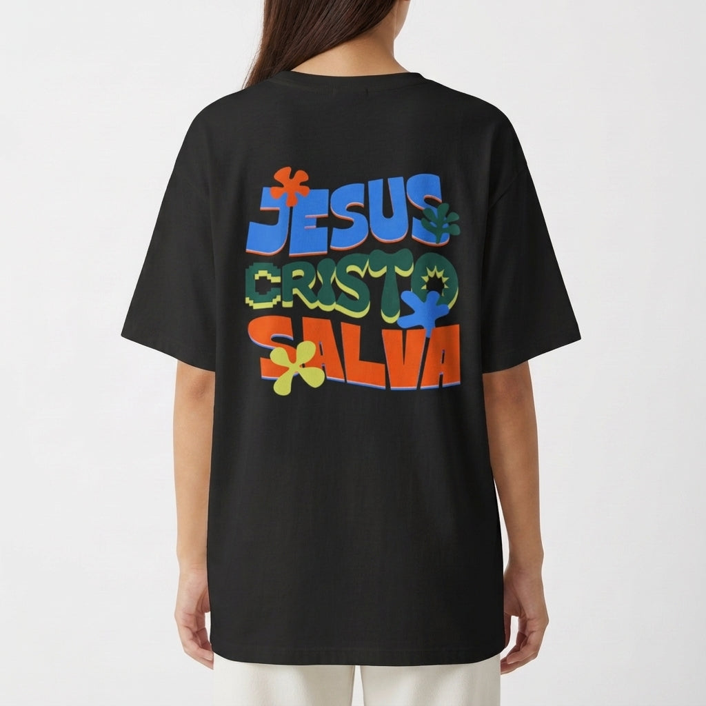 "Jesus Cristo Salva" Camiseta Oversized Básica