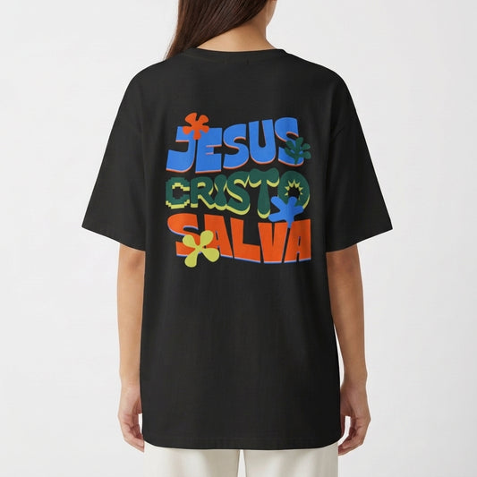 "Jesus Cristo Salva" Camiseta Oversized Básica