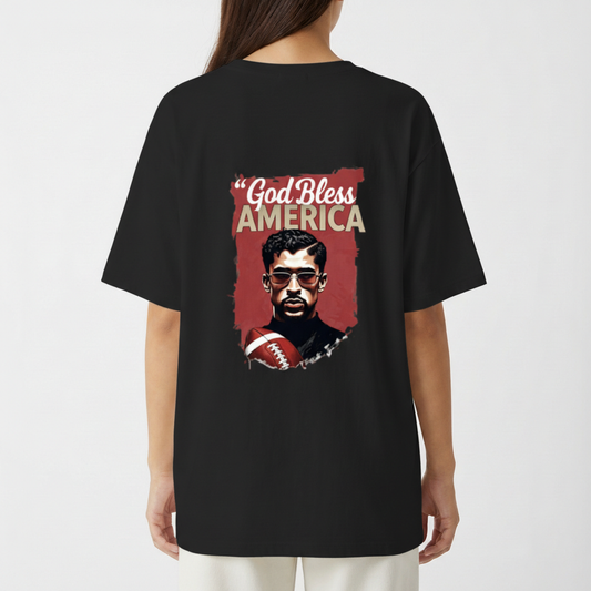 "God Bless America" Camiseta Oversized Básica