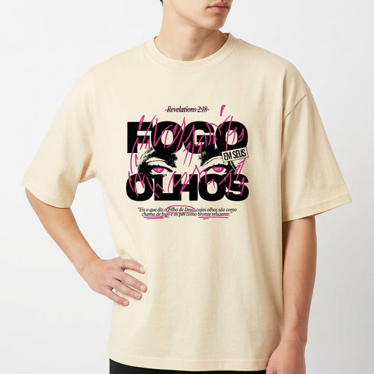 "FOGO NOS OLHOS GOSPEL OVERSIZED" Camiseta Oversized Básica