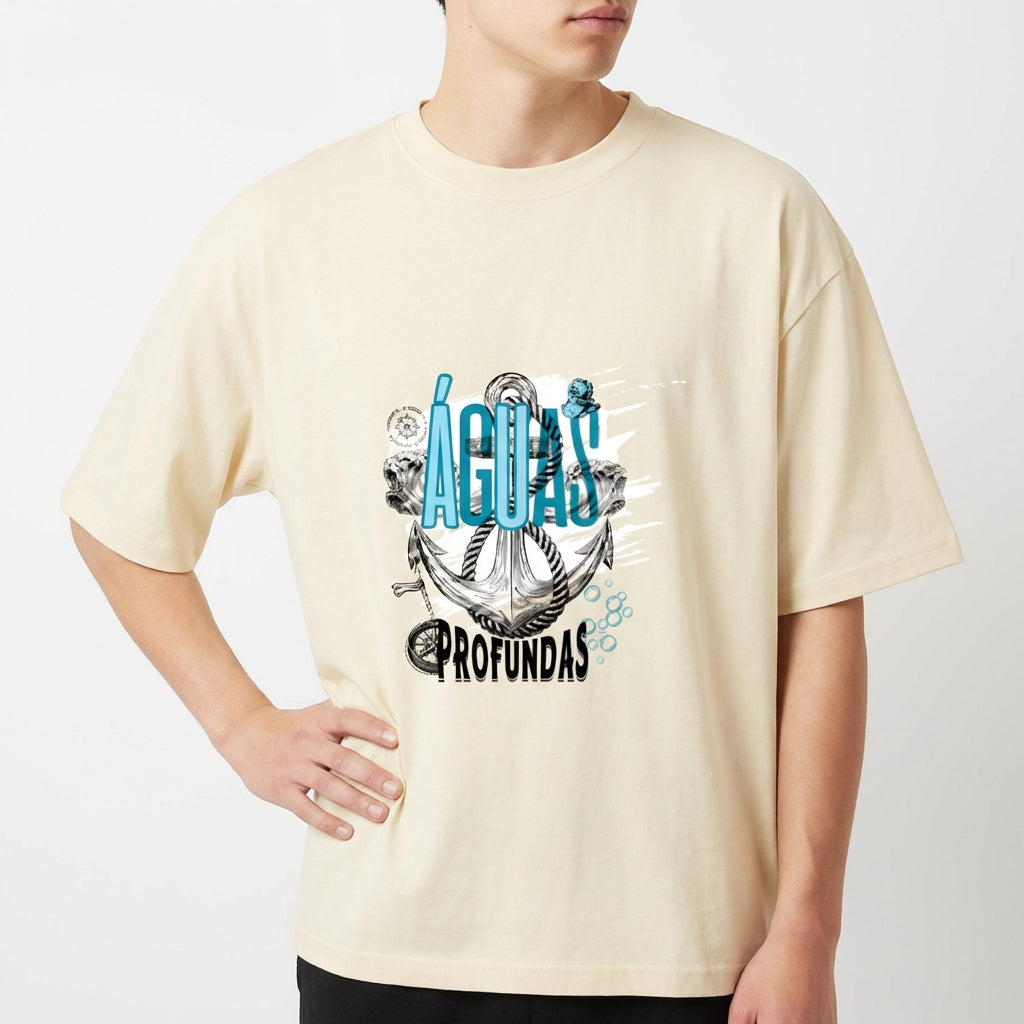 "Camiseta básica Oversized AGUAS PROFUNDAS" Camiseta Oversized Básica