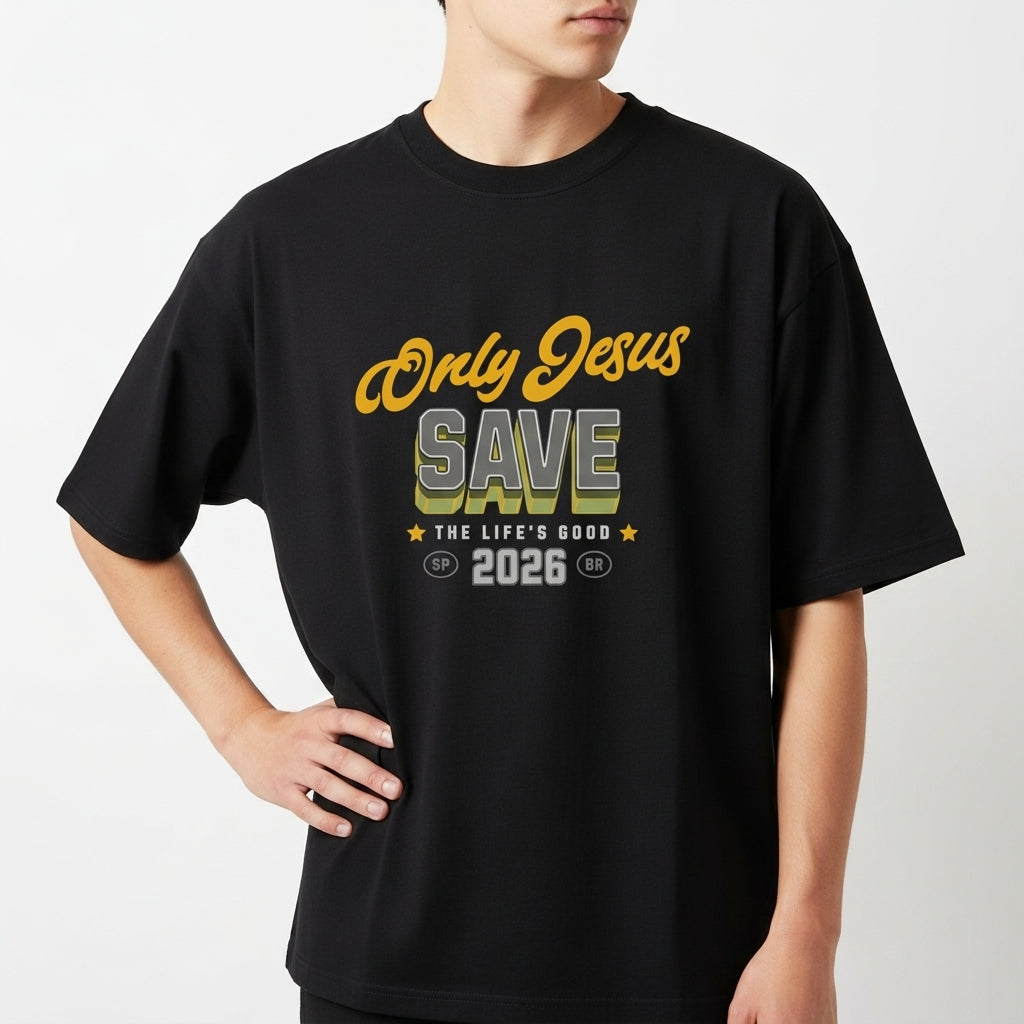 "Jesus Saves - Oversized Basic" Camiseta Oversized Básica