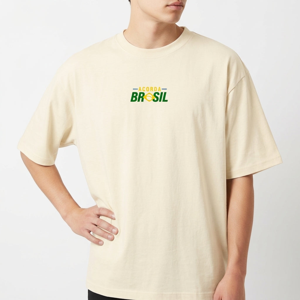 "Camiseta Oversized - Acorda Brasil" Camiseta Oversized Básica