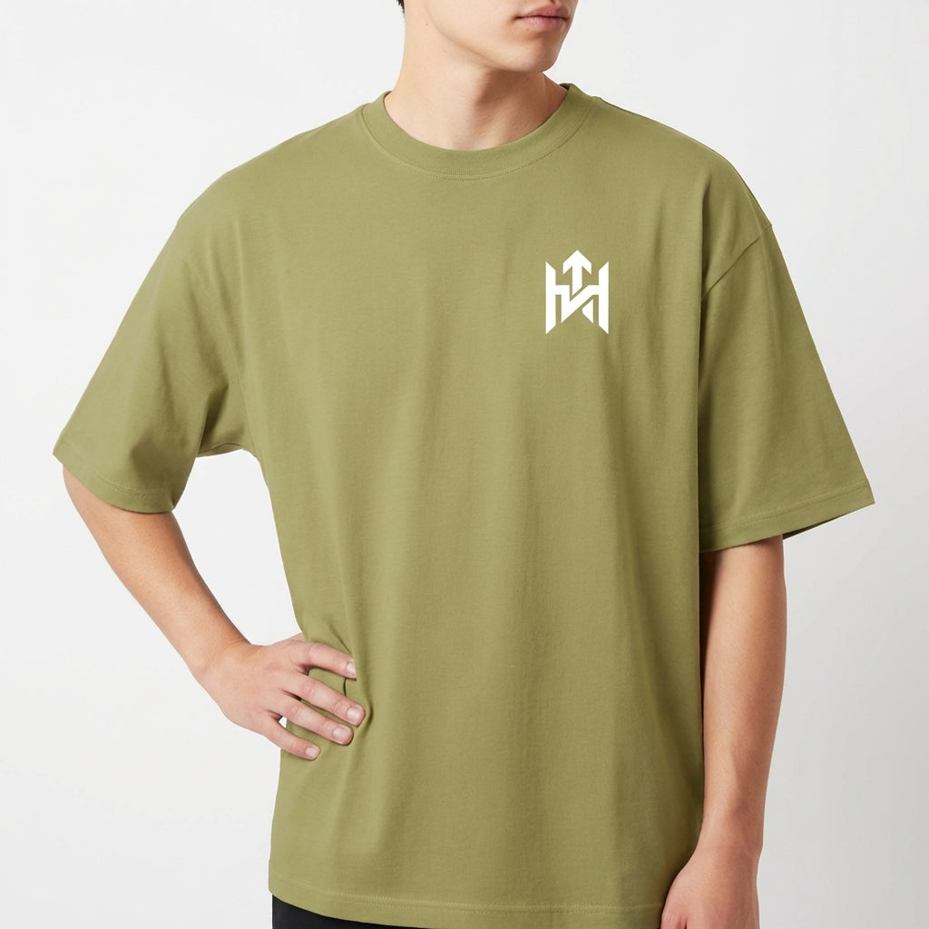 "Camiseta Oversized HIGHMOOD — Energia Que Se Veste | Preto & Verde Musgo" Camiseta Oversized Básica