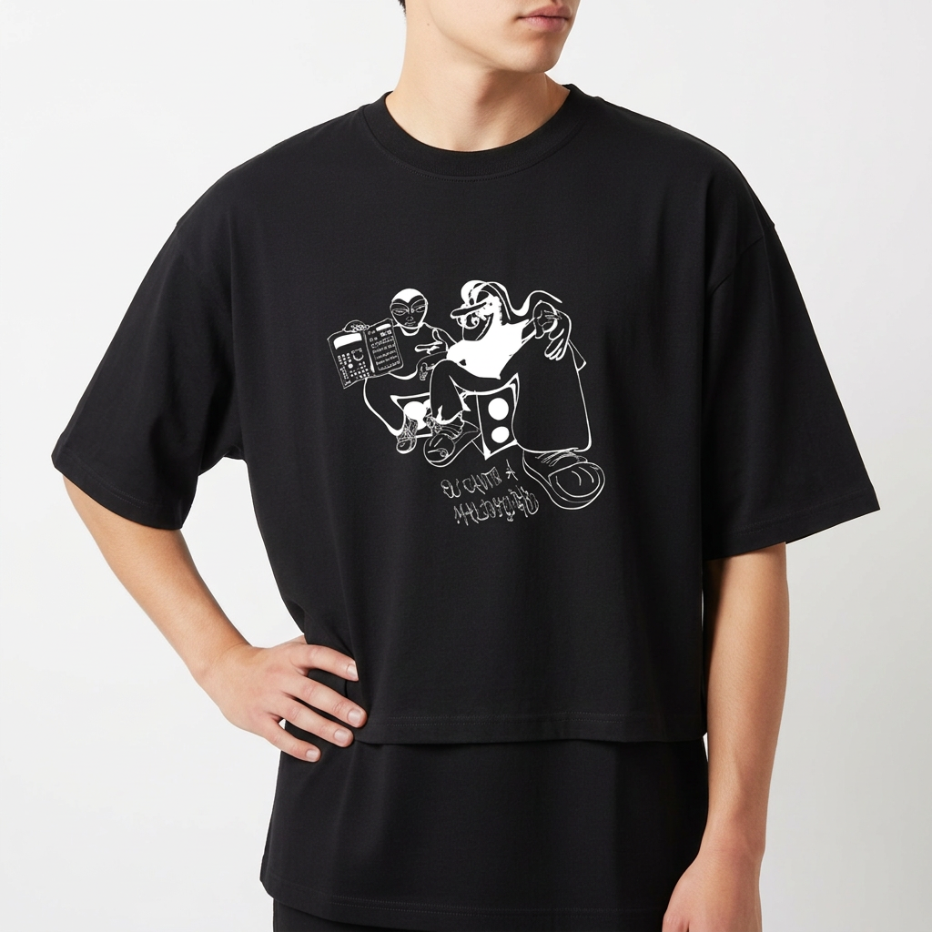 "Camiseta Oversized Básica - Eu Canto a Maldição (P&B)" Camiseta Oversized Básica