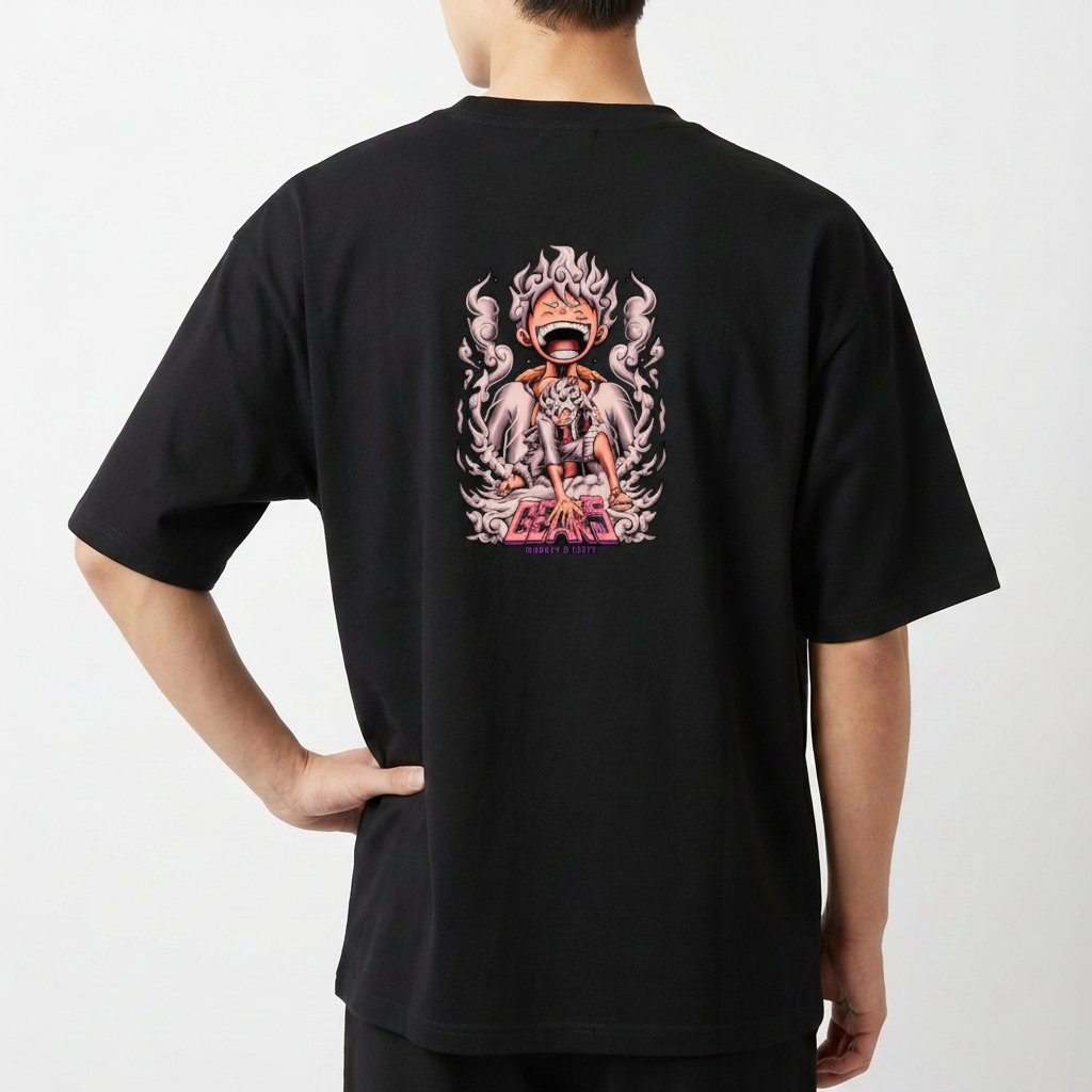 "Camiseta Luffy Gear5 White Oversized" Camiseta Oversized Básica