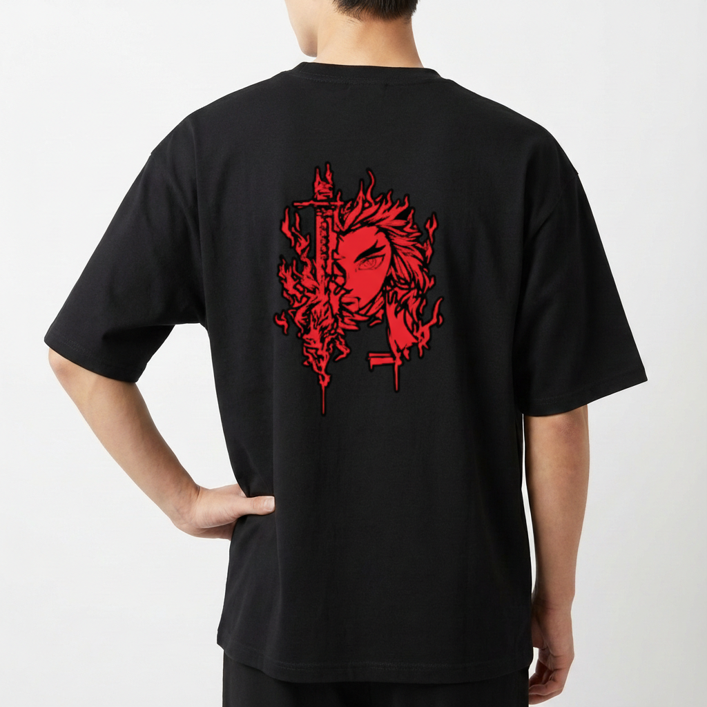 "Camiseta Rengoku Oversized" Camiseta Oversized Básica