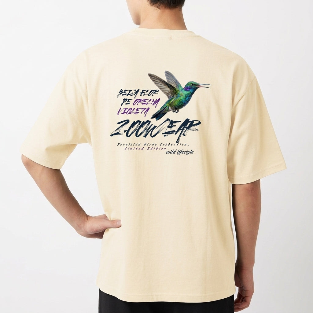 "Brazilian Birds Collection - Beija Flor de Orelha Violeta" Camiseta Oversized Básica