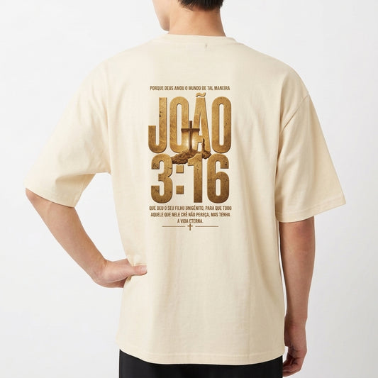 "Camiseta Oversized João 3:16 Unissex" Camiseta Oversized Básica