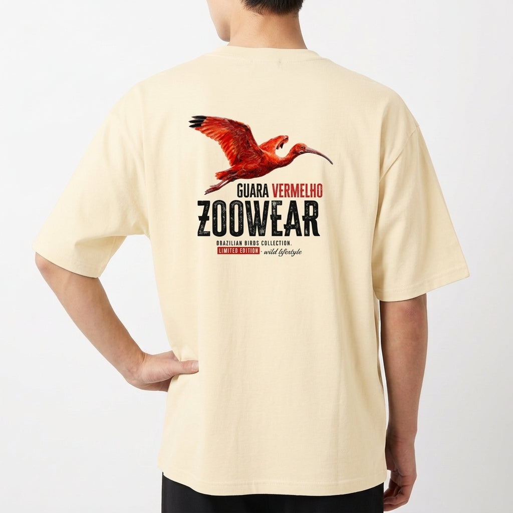 "Brazilian Birds Collection - Guara Vermelho" Camiseta Oversized Básica