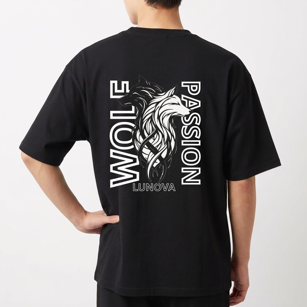 "Oversized LUNOVA - WOLF PASSION" Camiseta Oversized Básica