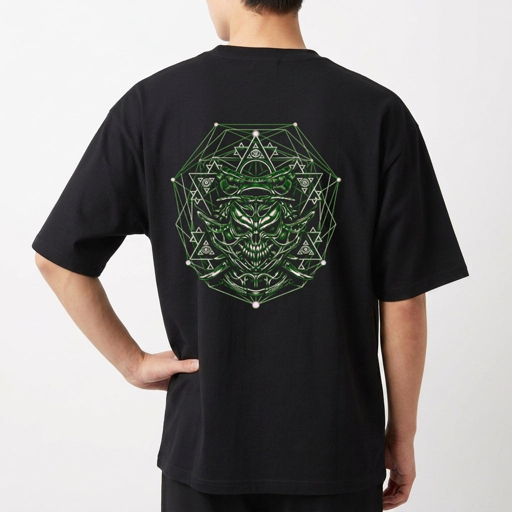 "Camiseta Pântano 3k - caveira holografica - oversized basica" Camiseta Oversized Básica
