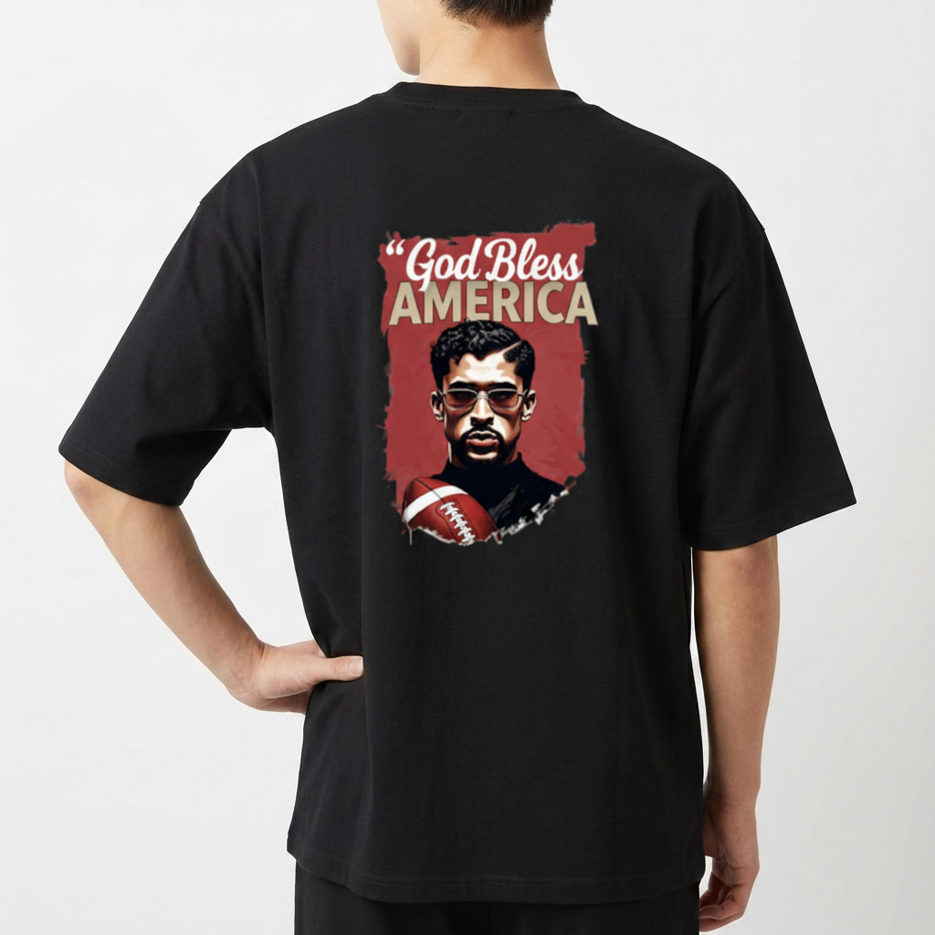 "God Bless America" Camiseta Oversized Básica