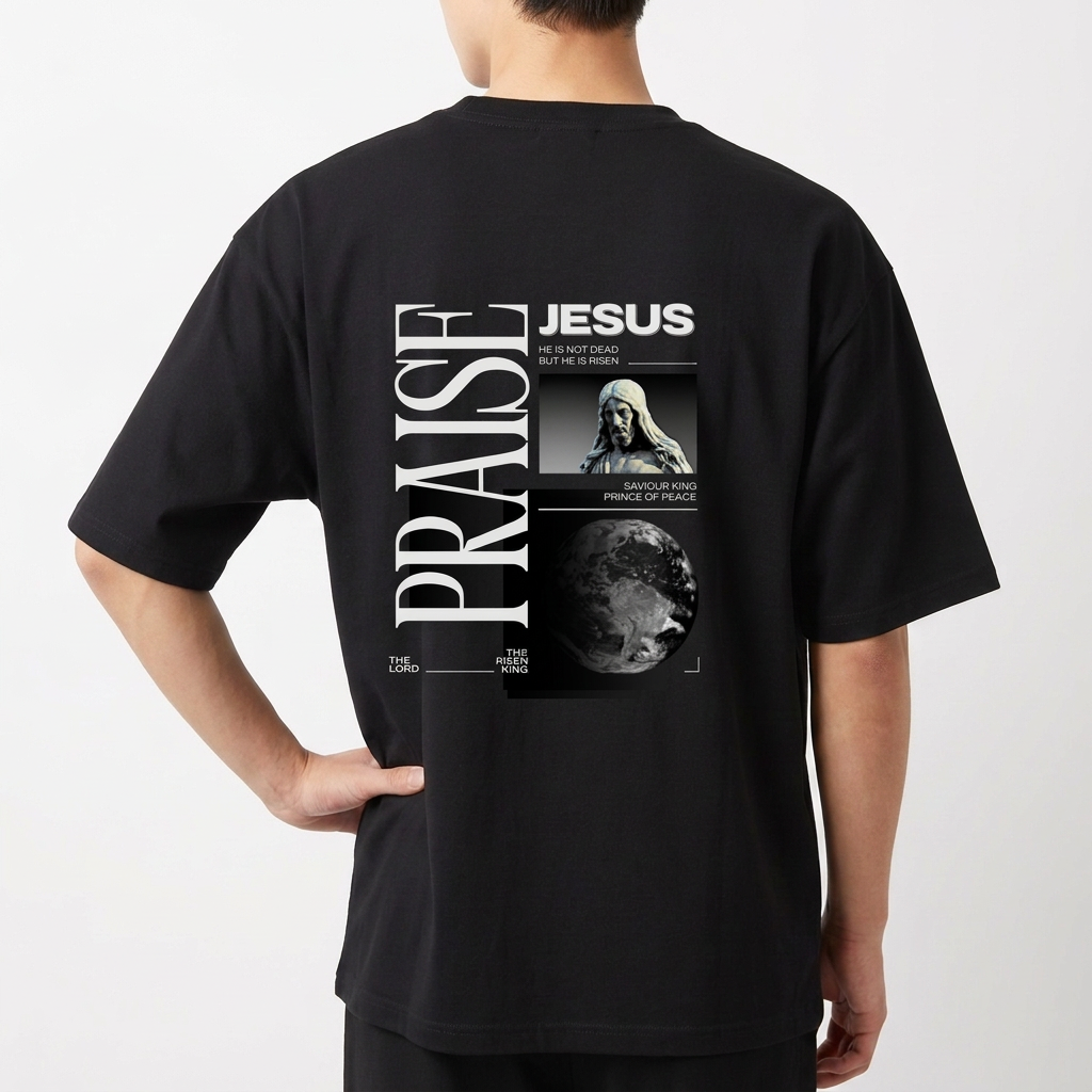 "PRAISE TO JESUS" Camiseta Oversized Básica