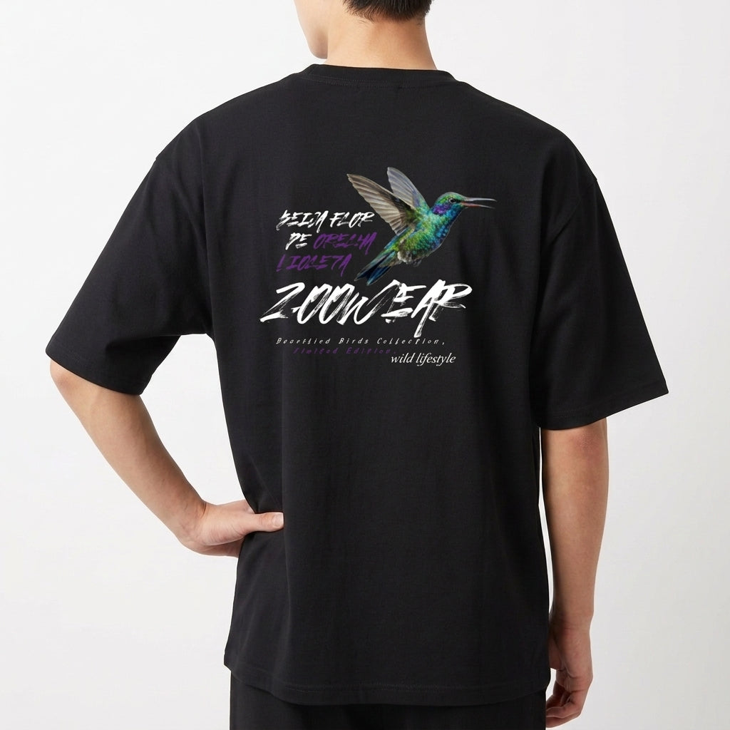 "Brazilian Birds Collection - Beija Flor de orelha Lilás - Limited Edition / 2026" Camiseta Oversized Básica