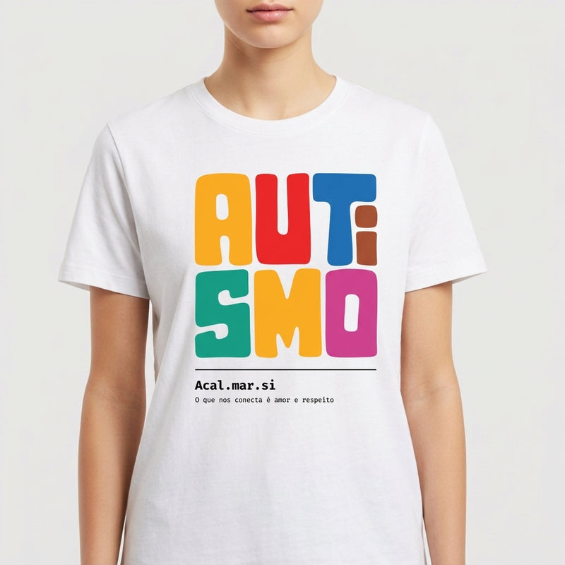 "Camiseta Cores do Autismo — O Que Nos Conecta é Amor e Respeito" Camiseta Premium Unissex
