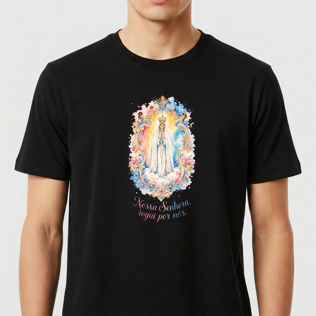 "Nossa Senhora, Rogai por nós" Camiseta Premium Unissex