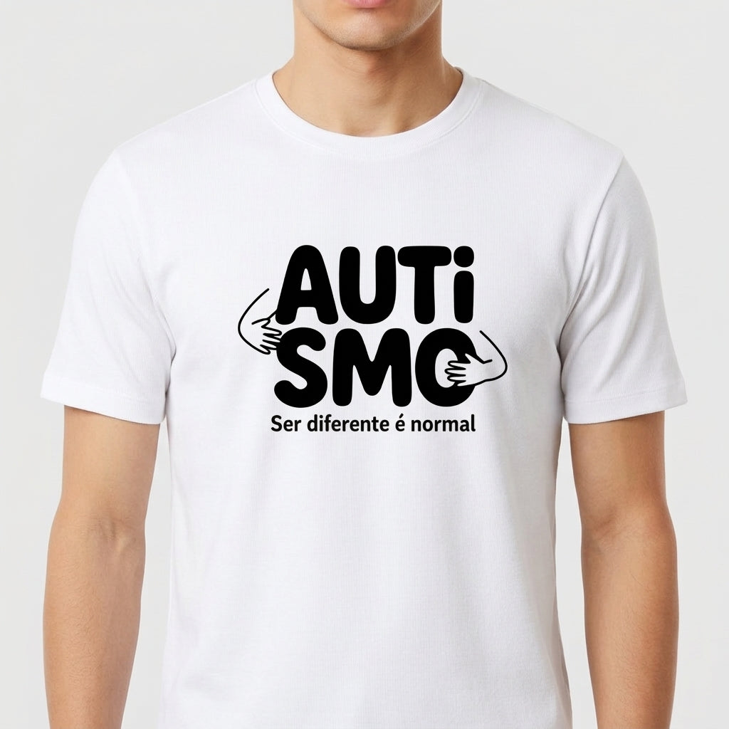 "Camiseta Abraço Autismo — Ser Diferente é Normal" Camiseta Premium Unissex